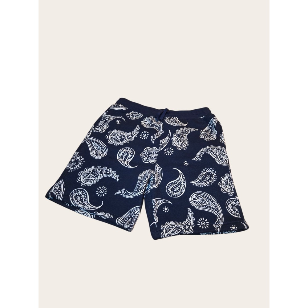 Free Assembly Youth Boys Sz XXL (18) Navy Blue Fleece Shorts Paisley Pattern
